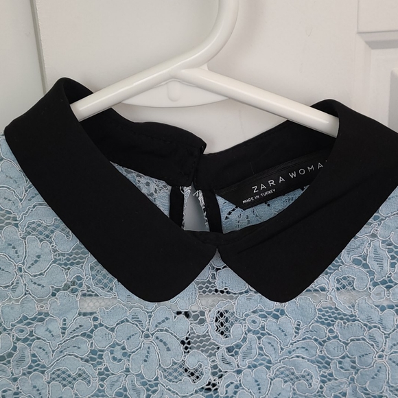 Zara Lace Top with Contrast Peter Pan Collar - Picture 2 of 11